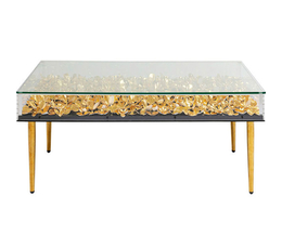 Coffee Table Gold Flowers