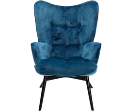 Armchair Black Vicky Velvet Bluegreen, KARE