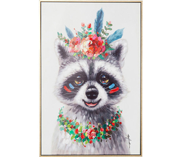 Picture Touched Flowers Raccoon