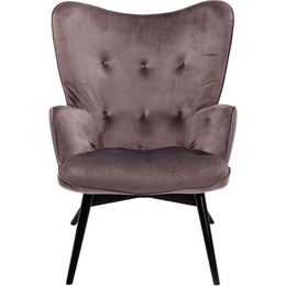 Armchair Black Vicky Velvet Grey, KARE